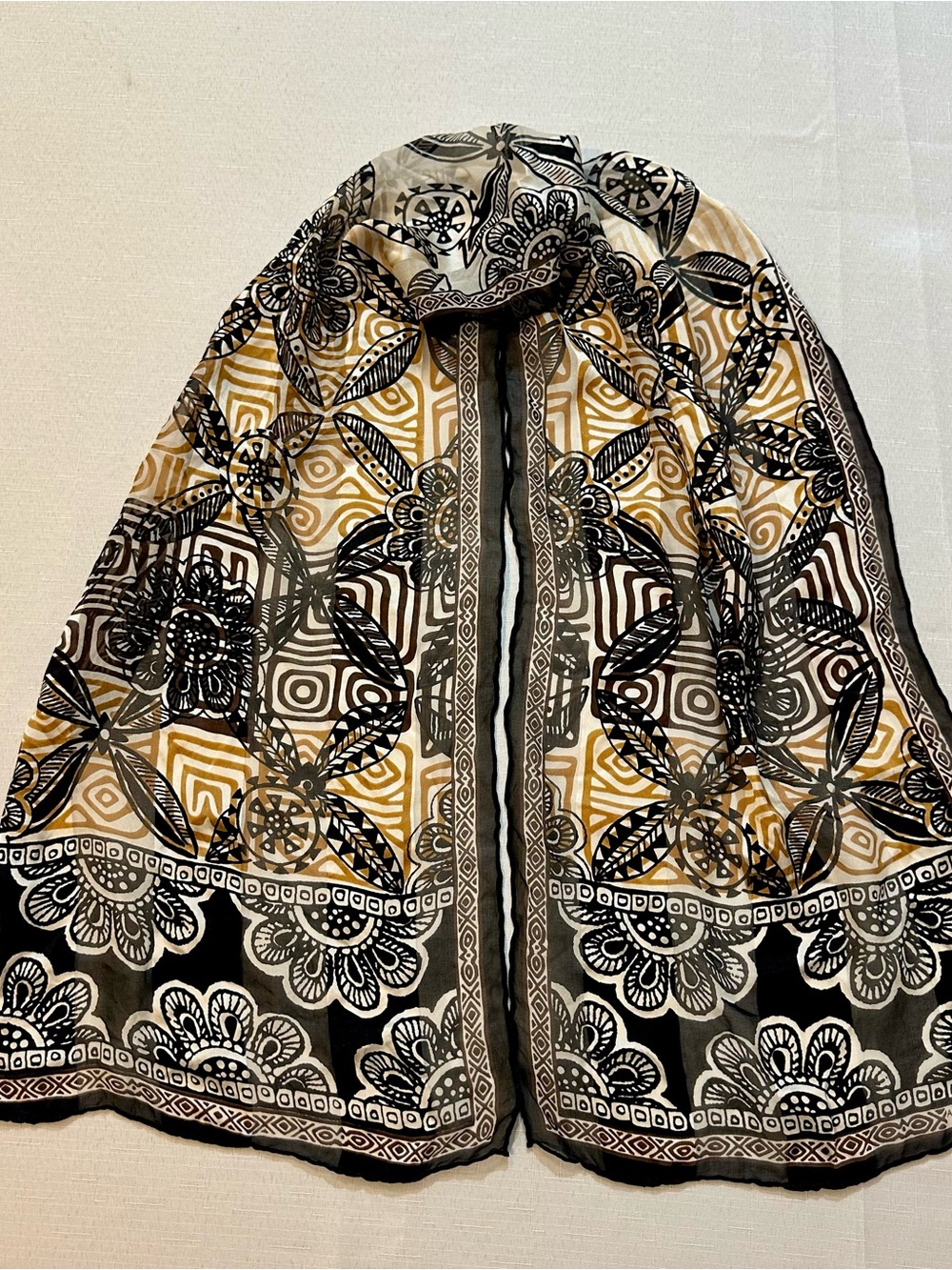 Adrienne Landau 100% Silk Floral Scarf